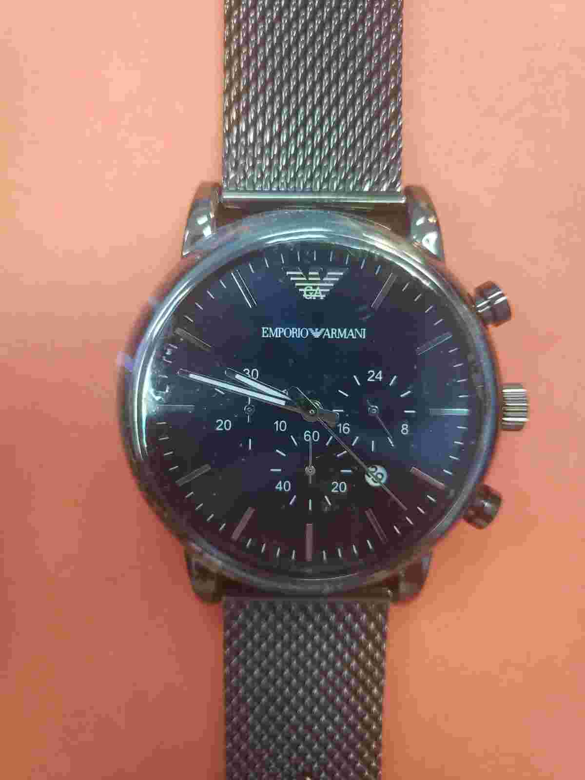 NWT Men's Emporio Armani Bridge Watch $345 Black Stainless Chronograph