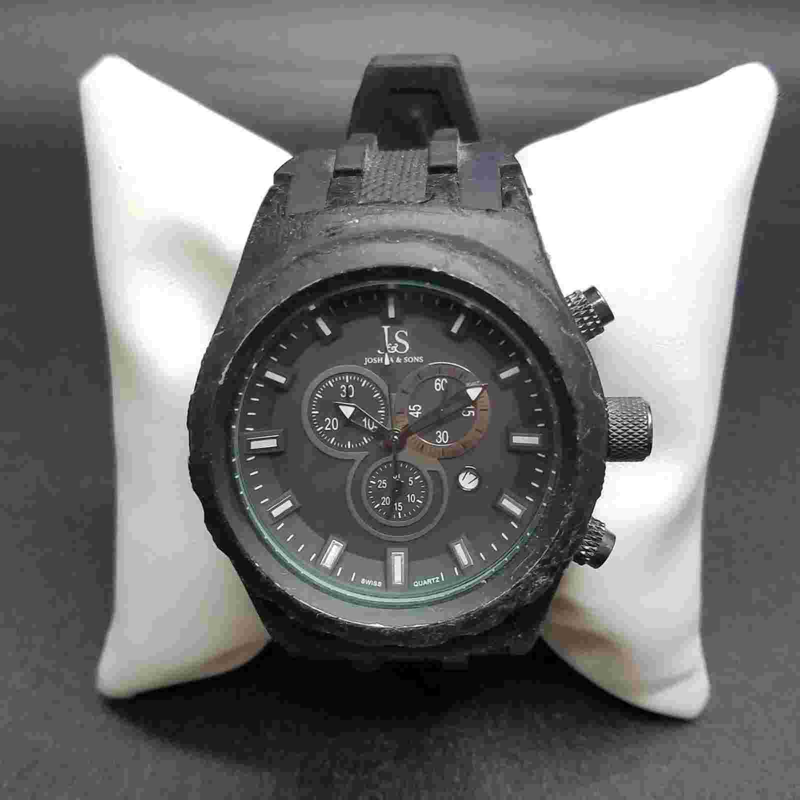 Men's JOSHUA & SONS Chrono Black Dial Date Stainless Steel Watch