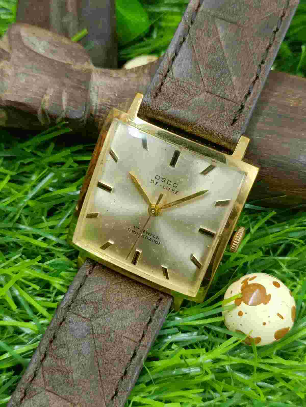 AUTHENTIC OSCO DE-LUXE 17 JEWELS SHOCK PROOF MANUAL WIND SWISS MEN'S RETRO