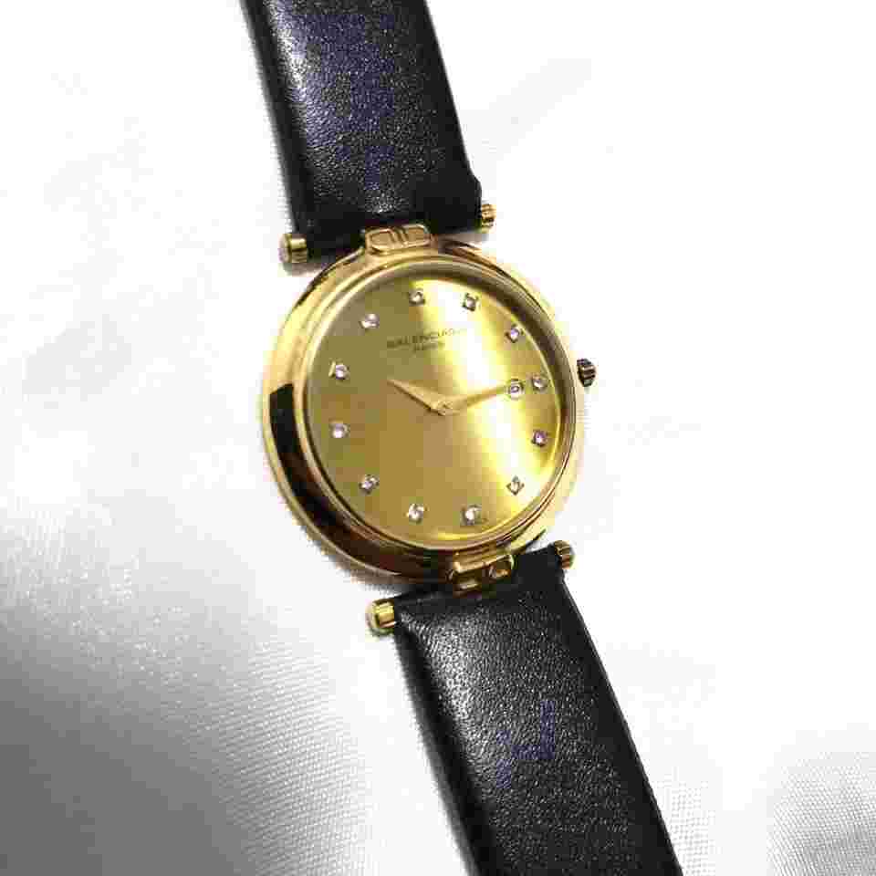 Super Balenciaga 12P Diamond Date Gold Watch