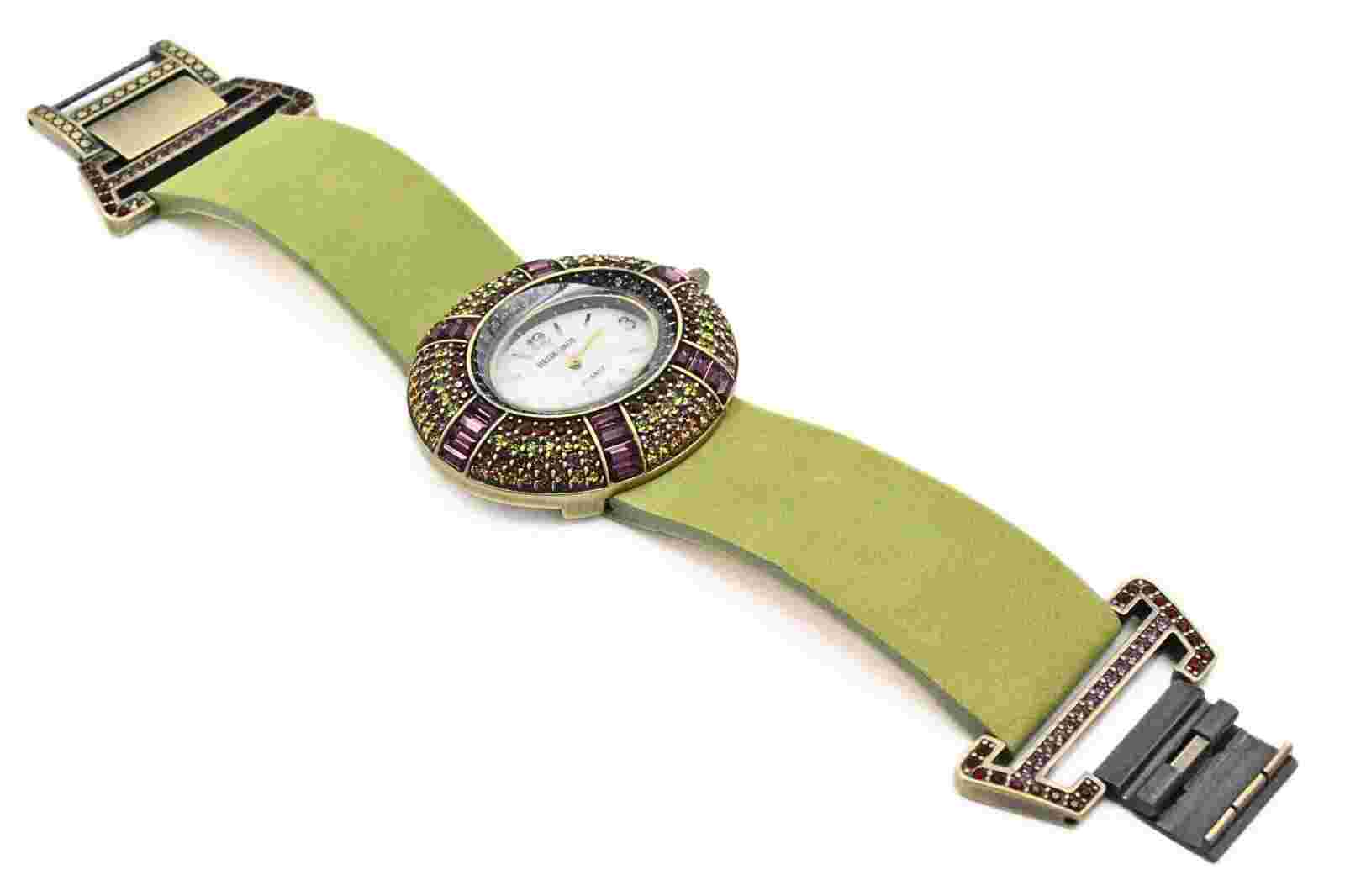 Marvelous Heidi Daus Green Multicolor Purple Encrusted Cocktail Watch
