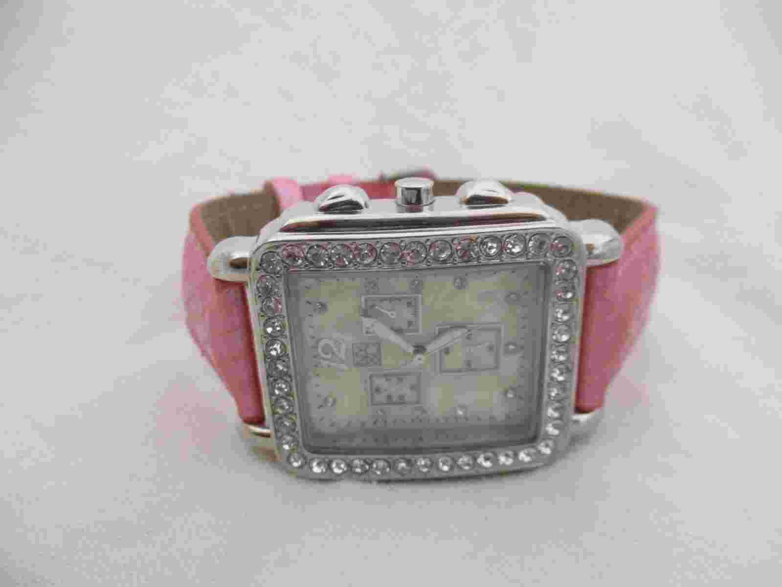 NY & Co Women's Pink Snakeskin Animal Print Buckle Band Watch
