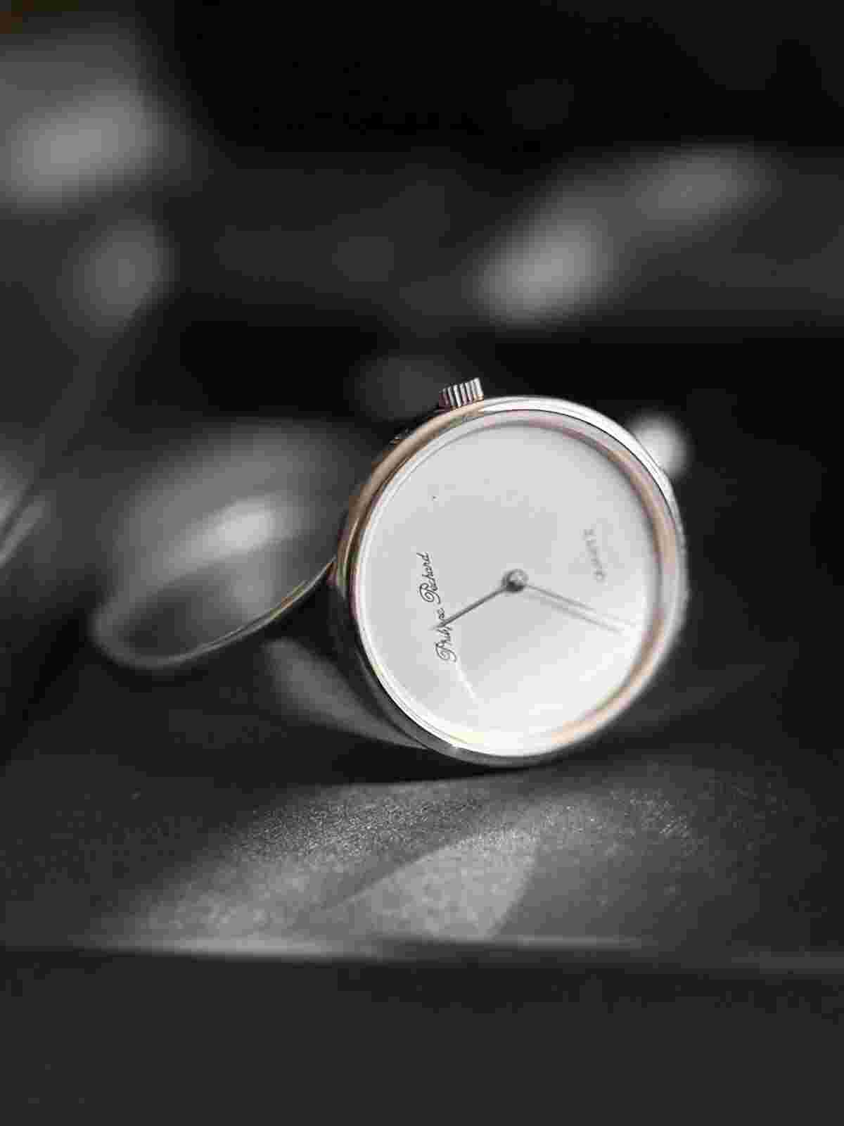 Ladies Philippe Pechard Silver Tone Modern Cuff Bracelet Analog Watch