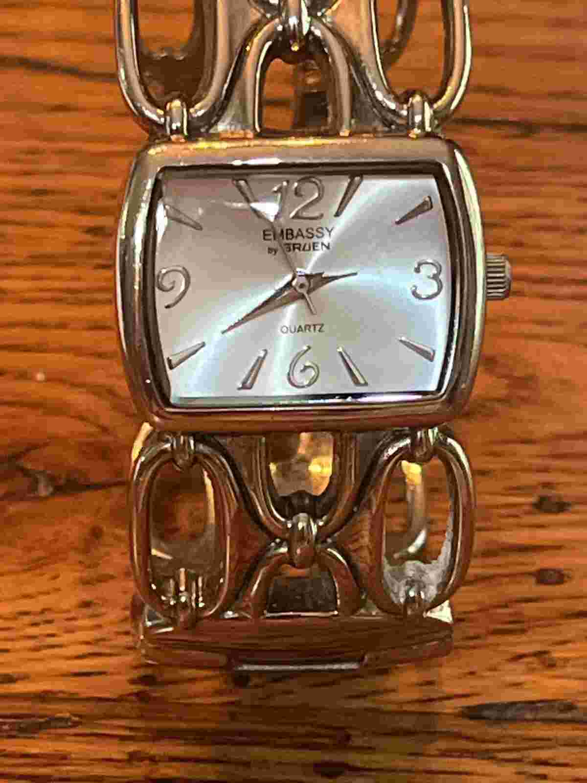 Women’s Silver Tone Embassy By Gruan Quartx Bangle Watch