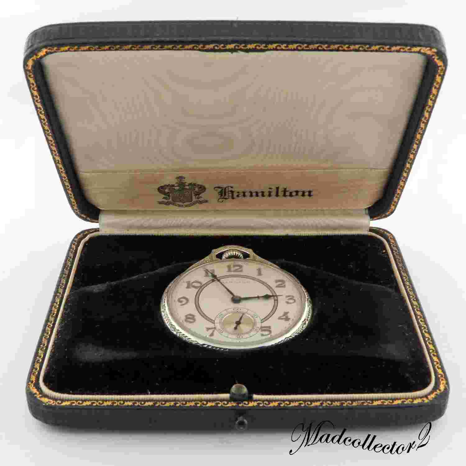 Hamilton 922MP Masterpiece 18K Solid White Gold 23j 12s Pocket Watch 45mm w/Box