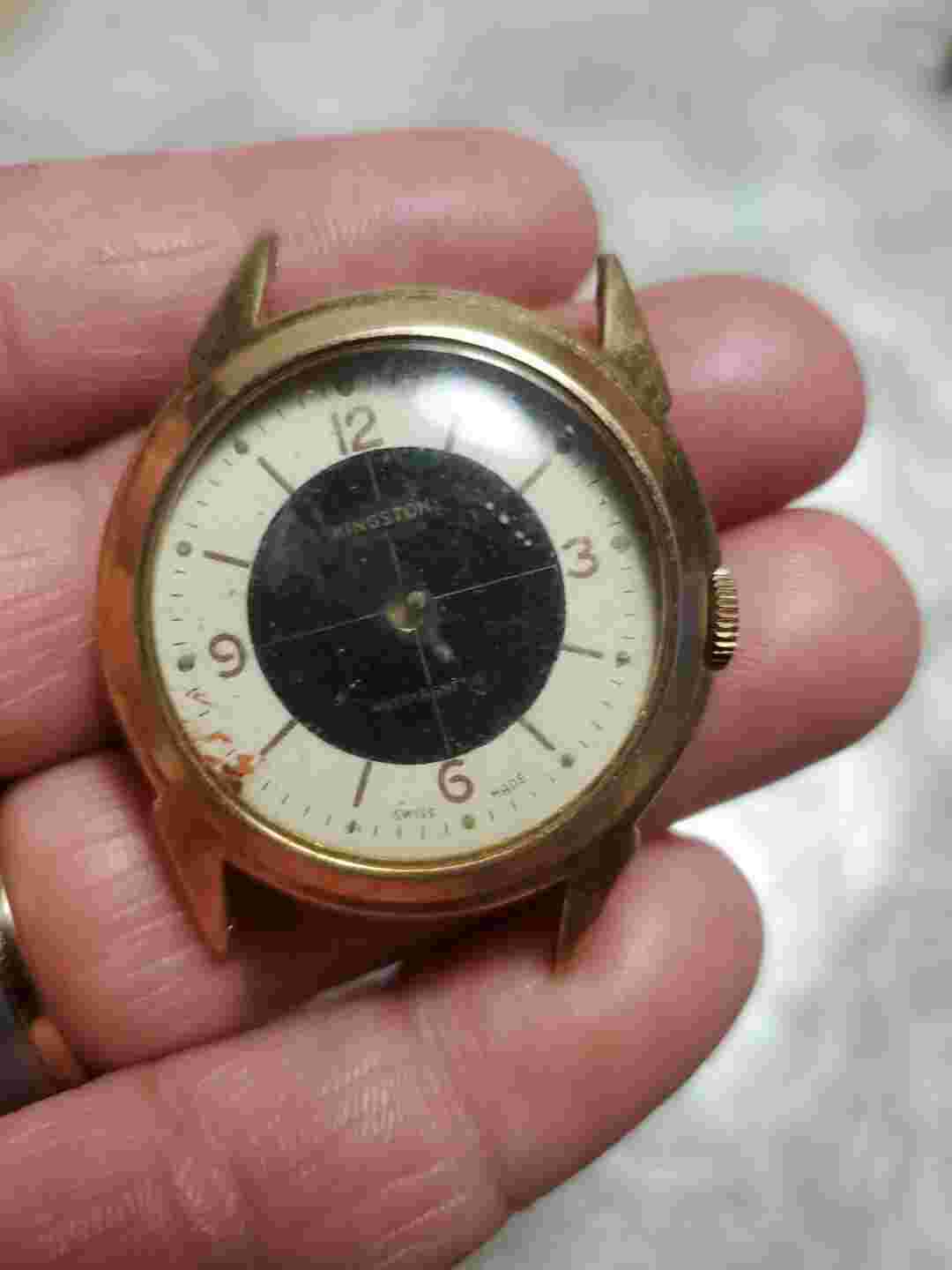 VINTAGE KINGSTON WATCH SWISS BRAC MOV. For Parts Or Repair