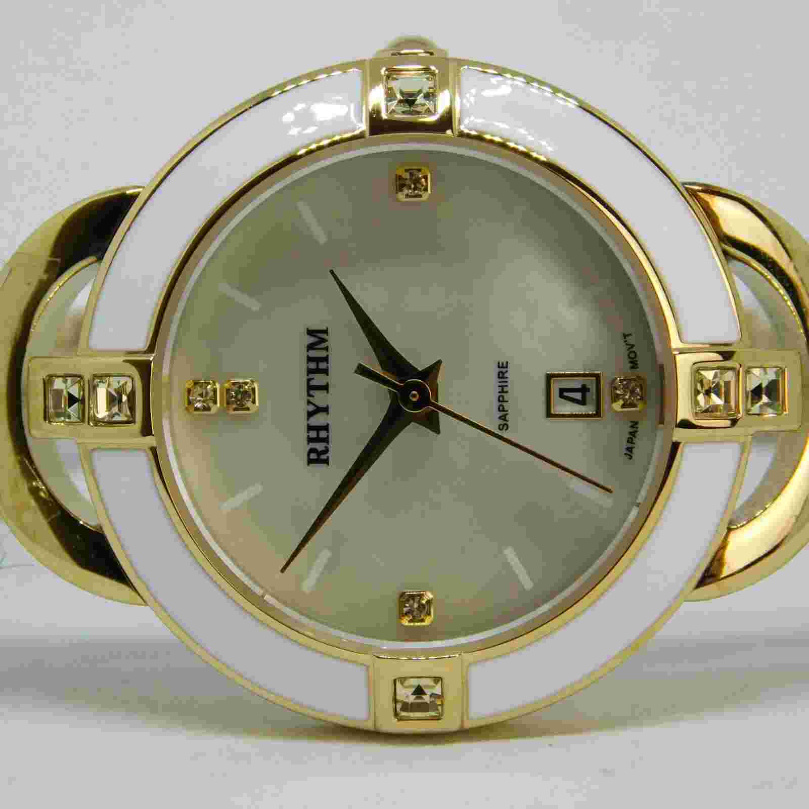 RHYTHM L1502S Sapphire All St. Steel Quartz Women's Watch Sz. 7 3/4" New Battery