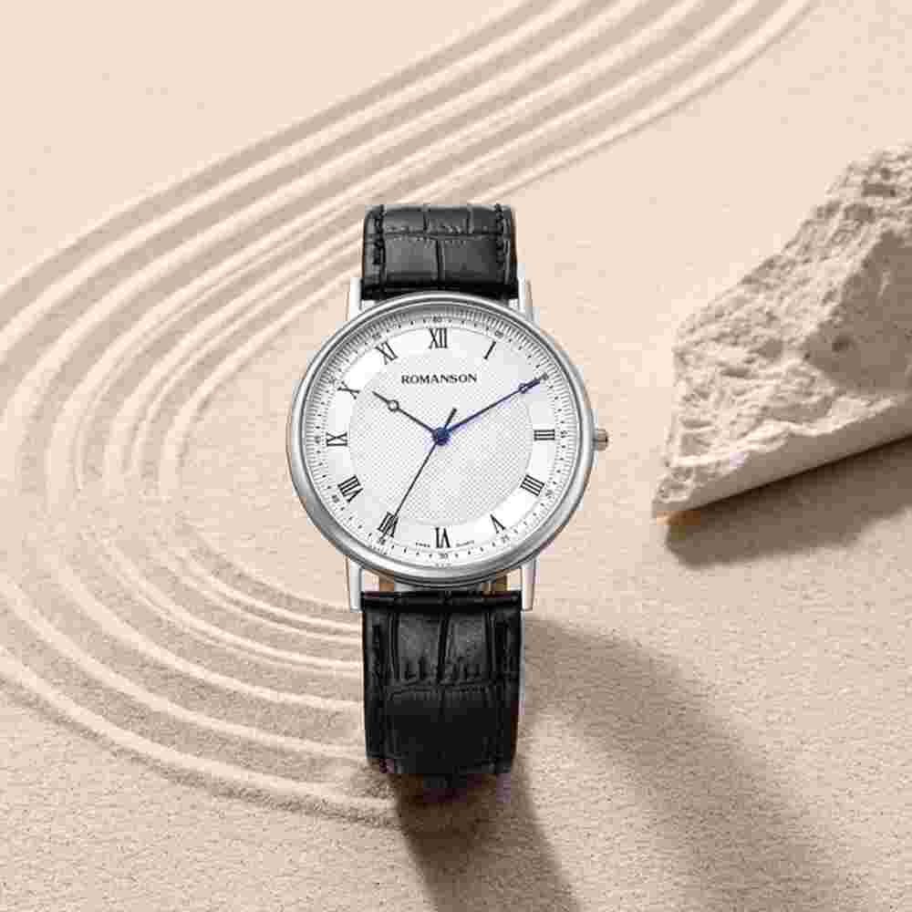 Romanson Kyros Classic Slim Leather wristwatch RWTLMM2B2003WHBK0