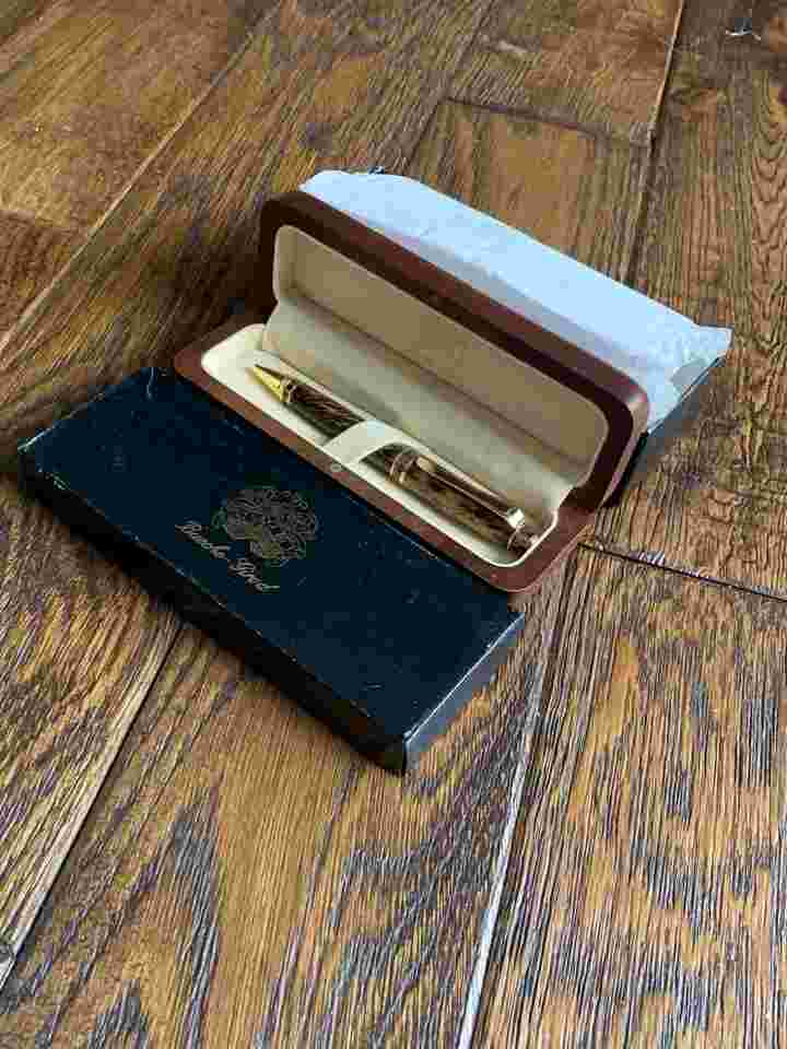 Bueche Girod Ballpoint Black Ink Pen Full Set Box Paper Wooden Case Nice Quality