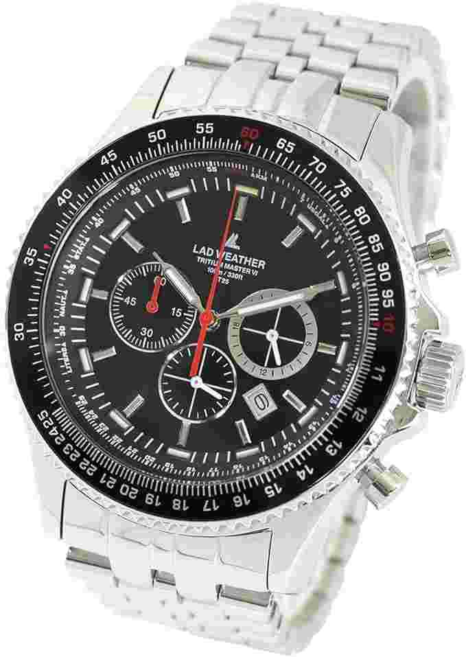LAD WEATHER TRITIUM MASTER 6 Pilot Chronograph Watch black