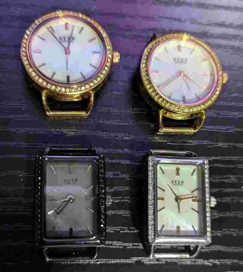 LNC Keep Collective Bracelet Slider Rhinestone Watch - GOLD Mother of Pearl