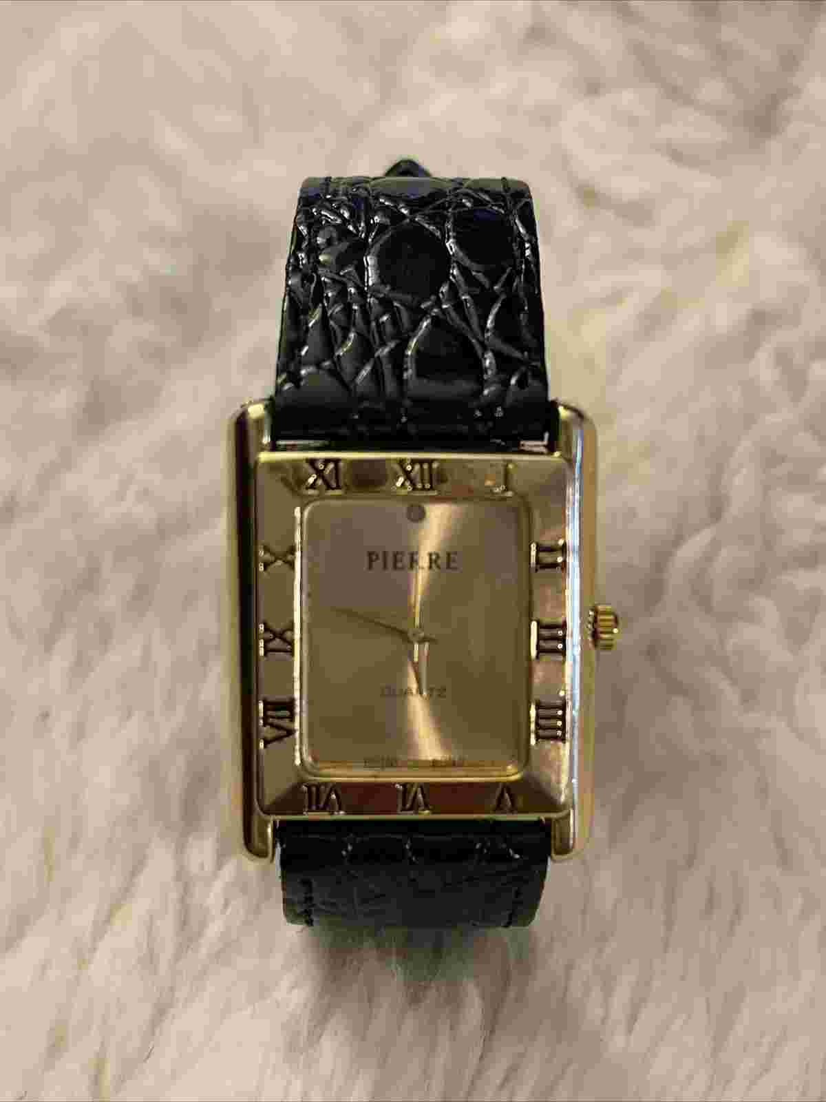 Piere Nicol Ladies Watch Black Patent Leather Band Wristwatch New 22mm