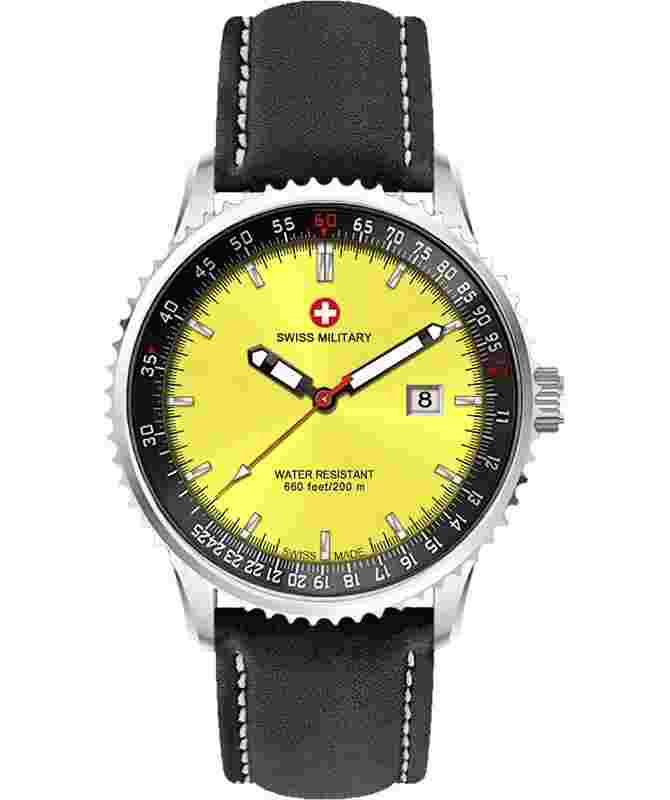 CX Swiss Military Lightning Rawhide Swiss Watch 44mm Case 20ATM Yell Dial 3119