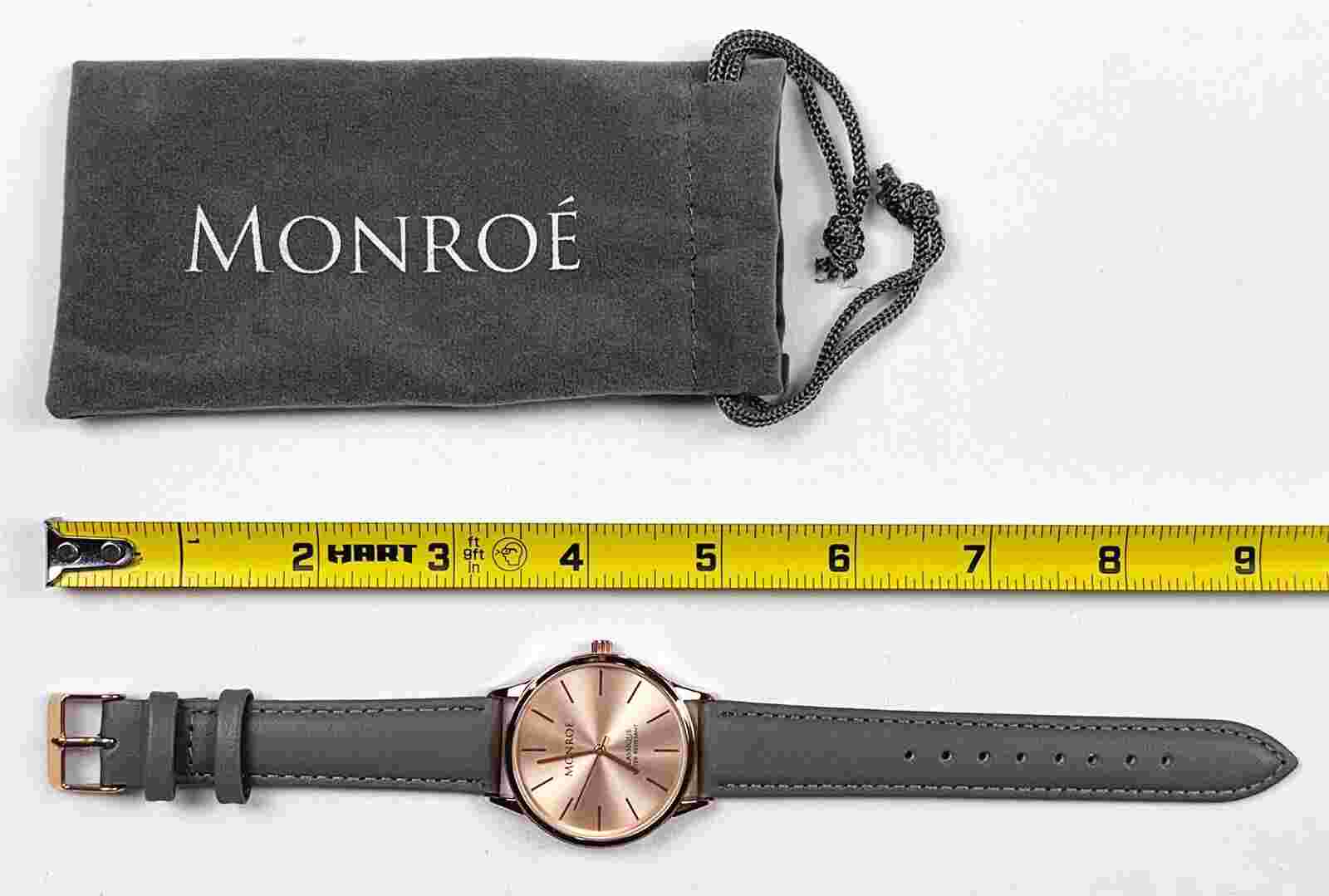 NEW Gray LEATHER Maestro Monroe Womens Watch Rose Gold Time Accessories Gifts