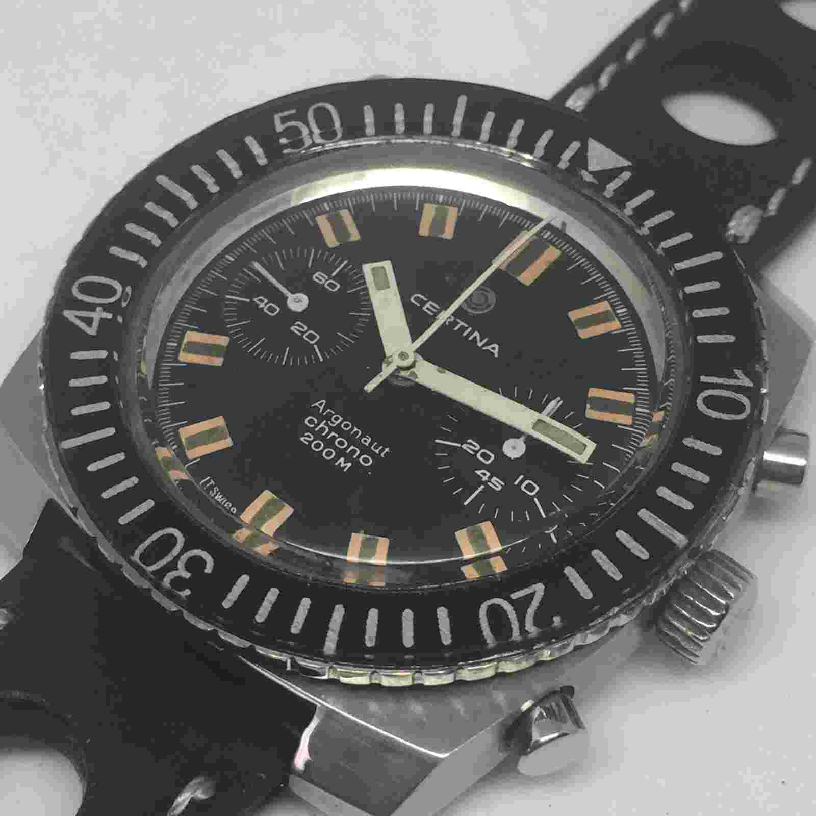 VINTAGE CERTINA ARGONAUT CHRONO 200 M REF 8401 002 CERTINA 29-053 VALJOUX 23