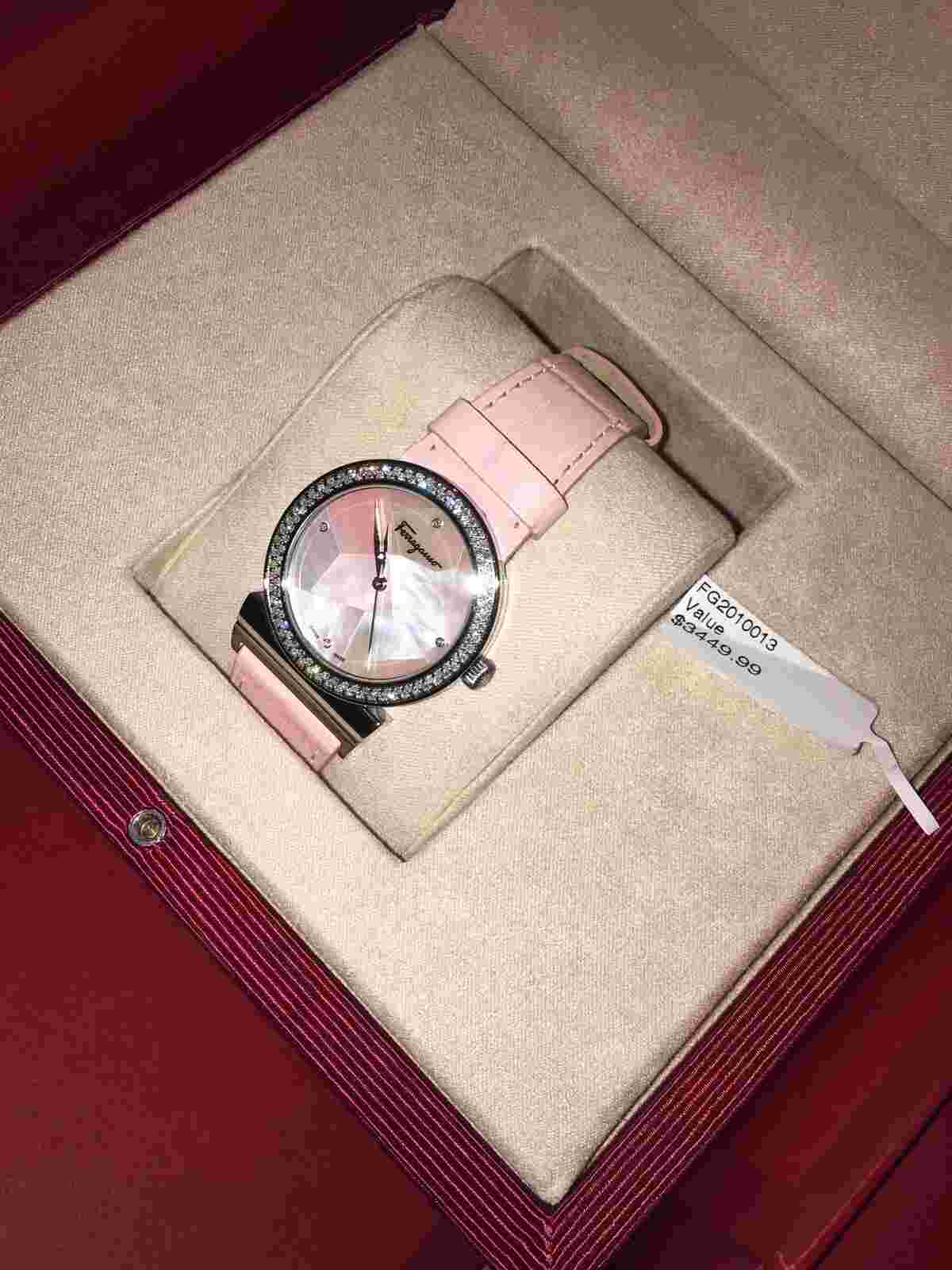 New w/o Tags Salvatore Ferragamo Mother Pearl Diamond Watch