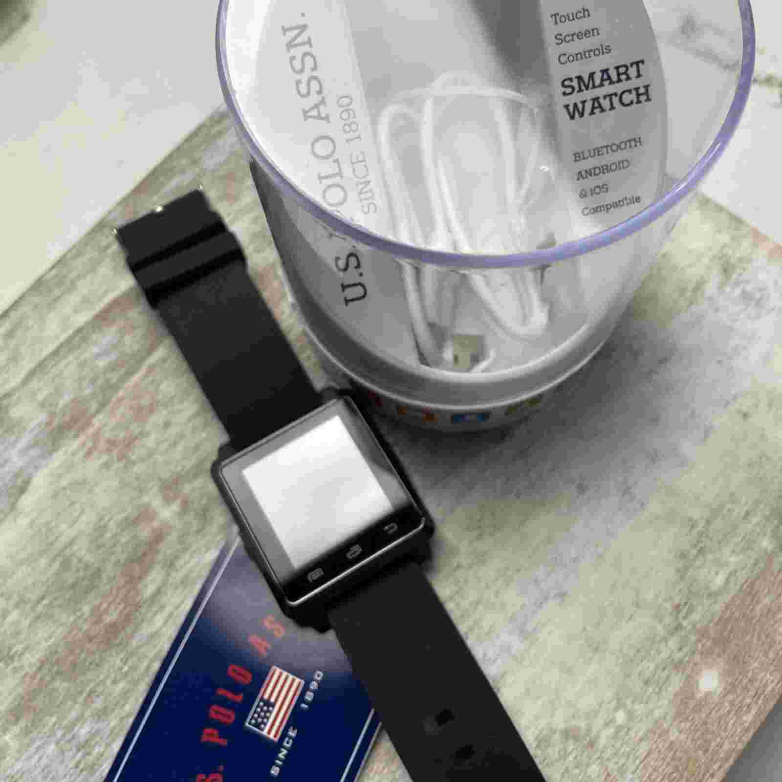 U.S. Polo Assn. Adult Unisex Smart Watch with Silicone Strap in Black(US9678AUO)