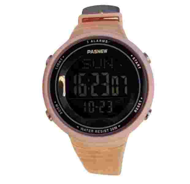 Pasnew Women 30m Pink Reverse LCD Digital Alarm Chrono Watch