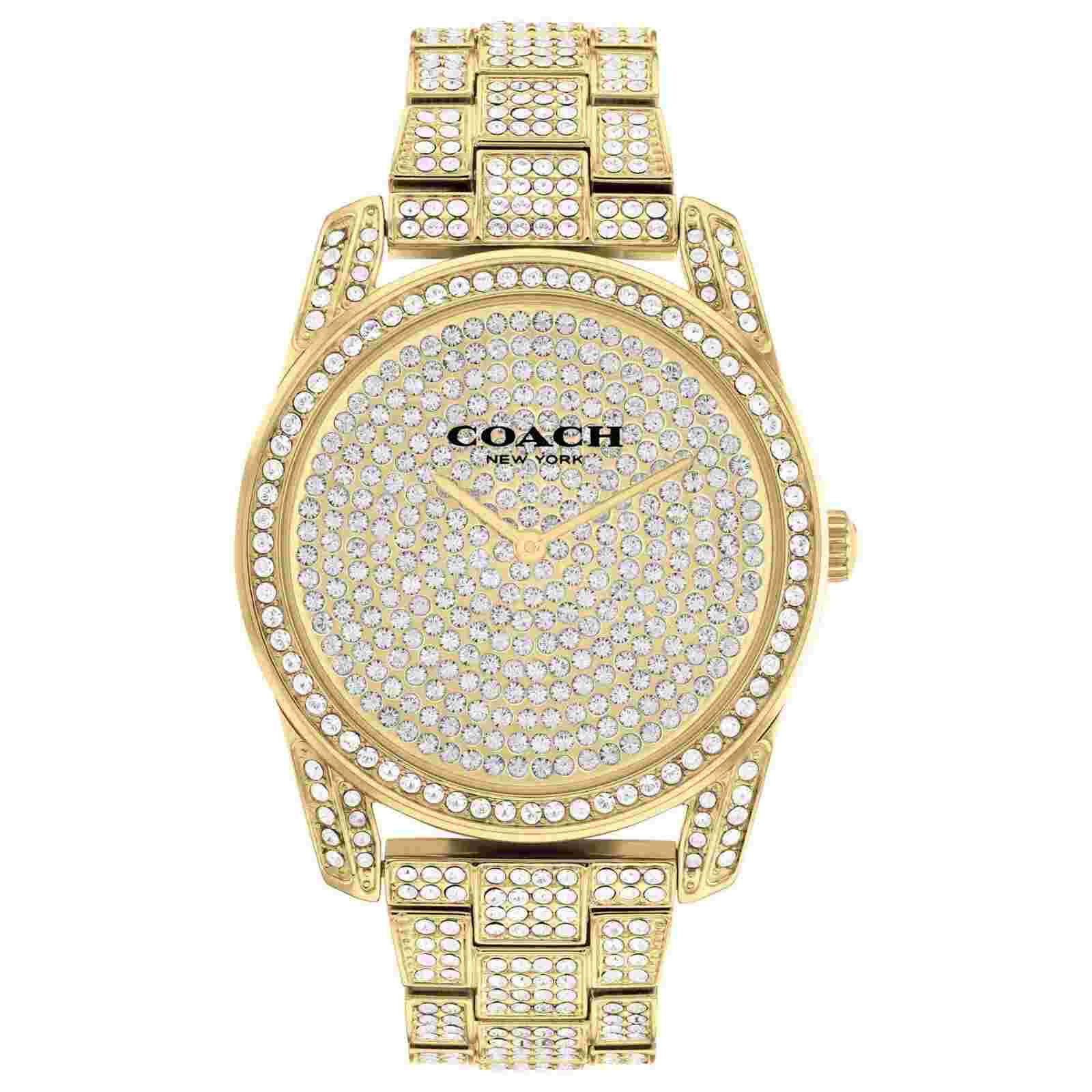 Coach 14503870 Preston Crystal Accented Gold Tone Stainless Steel Women's Watch