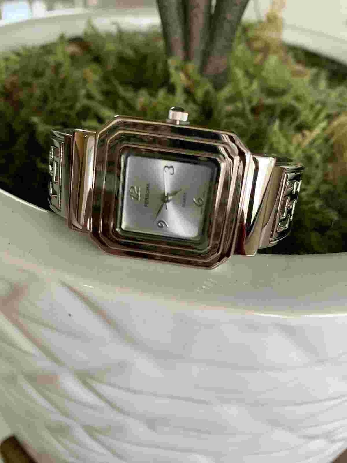 NEW Persona Silver Square Bangle Ladies Watch
