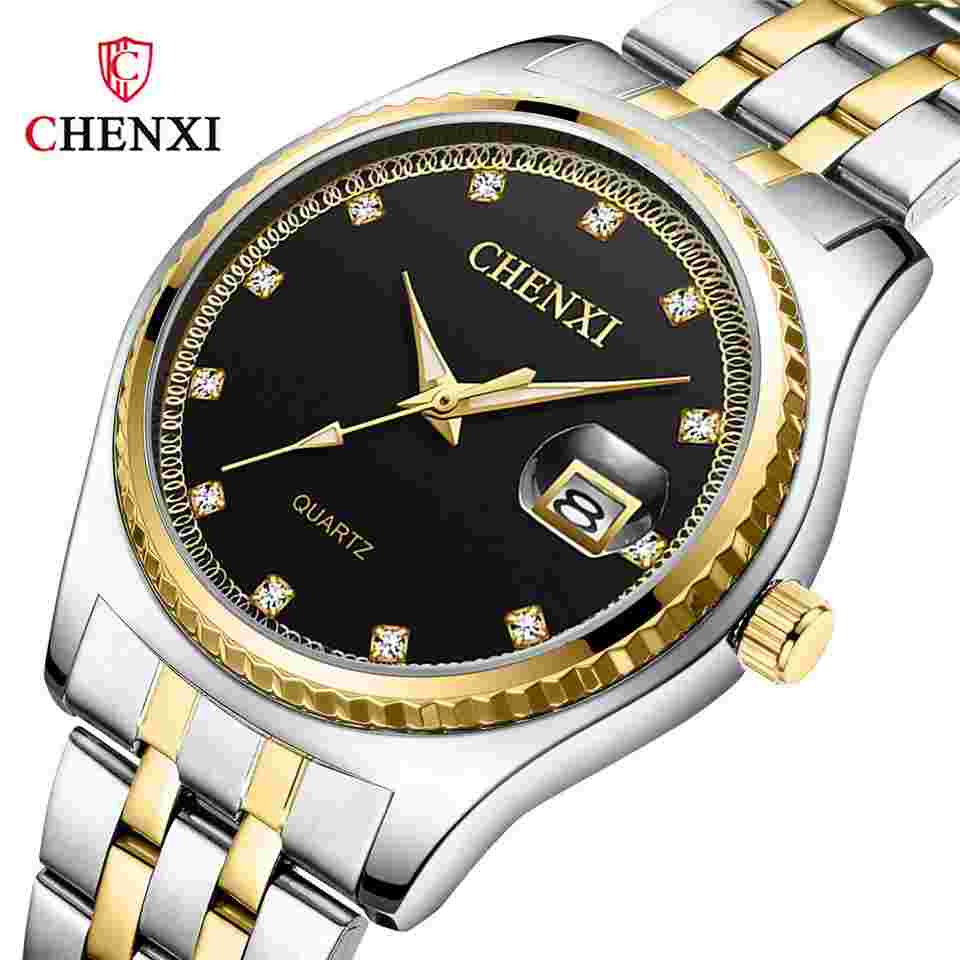 CHENXI Men Quartz Watches Brand Steel Wristwatch Rhinestone Dial Male Date Watch