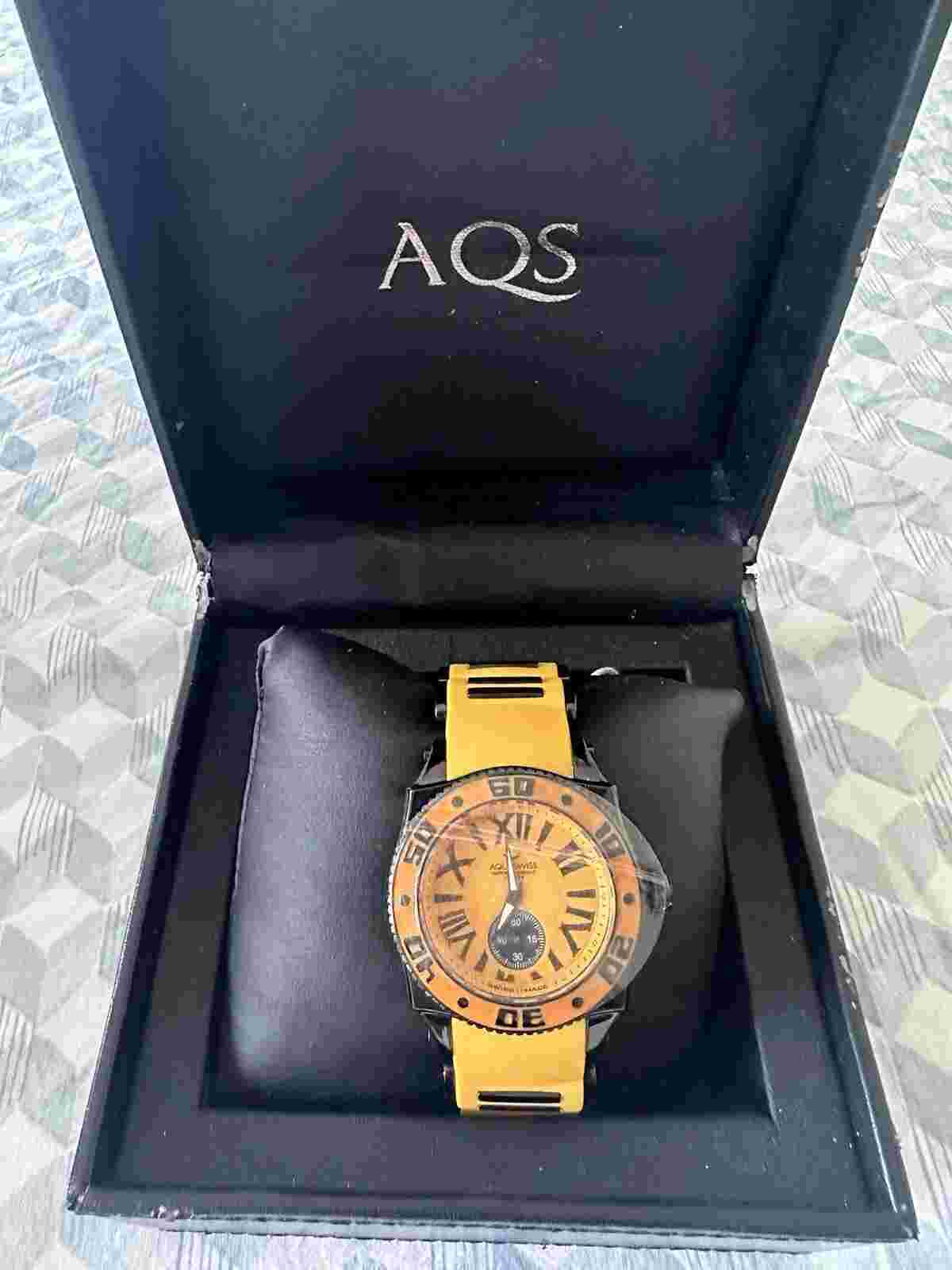 Women’s Aqua Swiss Yellow Rubber Watch