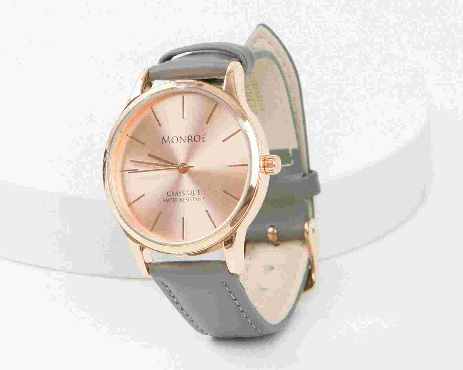 New! Ladies  Maéstro WATCH - Swiss Quartz Rose Gold - Gray LEATHER