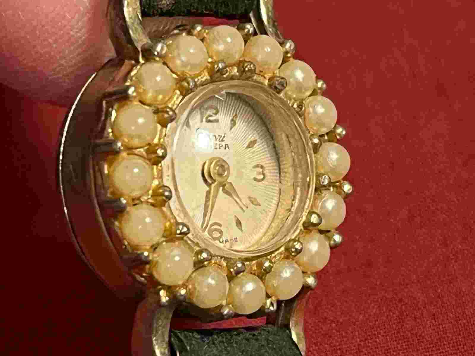 Vintage Capri By MEPA Swiss Made Ladies Watch 1 Jewel Manual Wind Pearls WORKS