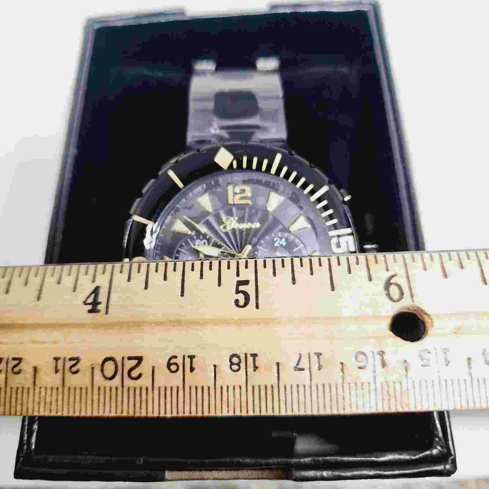 Men's Multifunction Quartz Movement watch w/black stainless steel strap46mm face