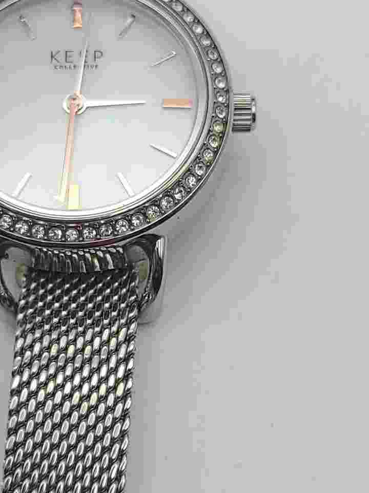 Woman's Keep Collective Time Key Watch MOP Dial Mesh Band New Battery Working