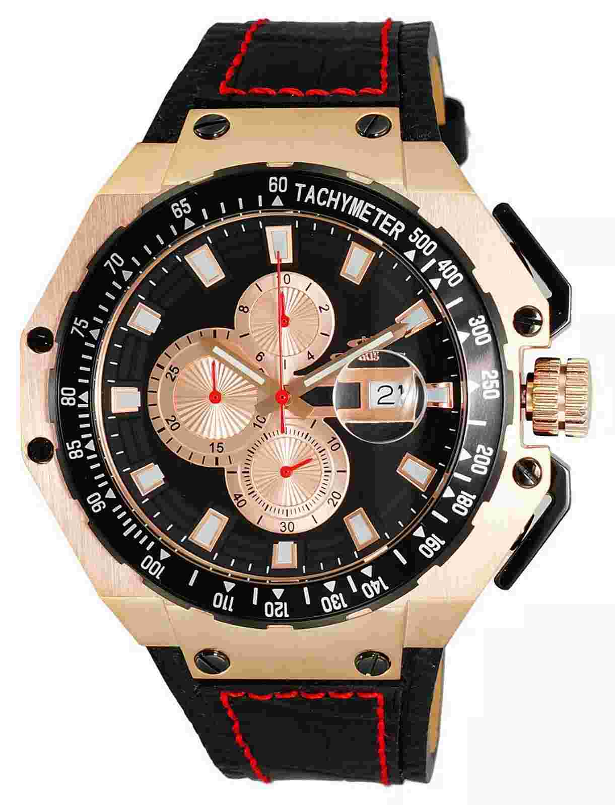 ONISS Men's "Sandwich" ON3255-MRGBK Swiss Movt Stainless Steel Date Chronograph