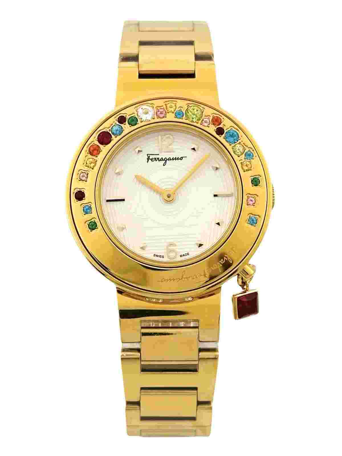 Salvatore Ferragamo Women's FF5020013 Gancino Sparkling Plated Topaz Watch