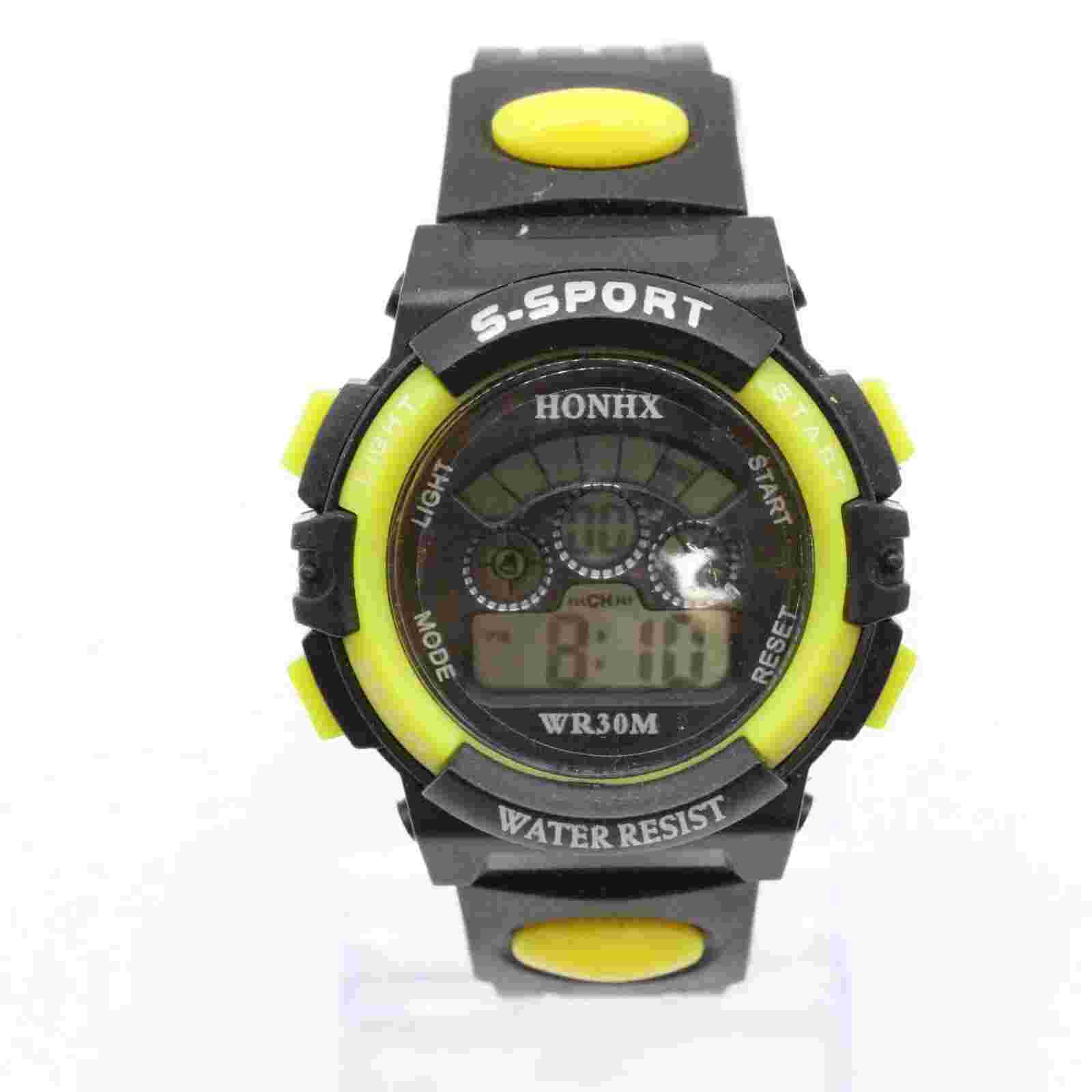 HONHX S-Sport Digital Watch Unisex Casual Sports LED Black Rubber Band