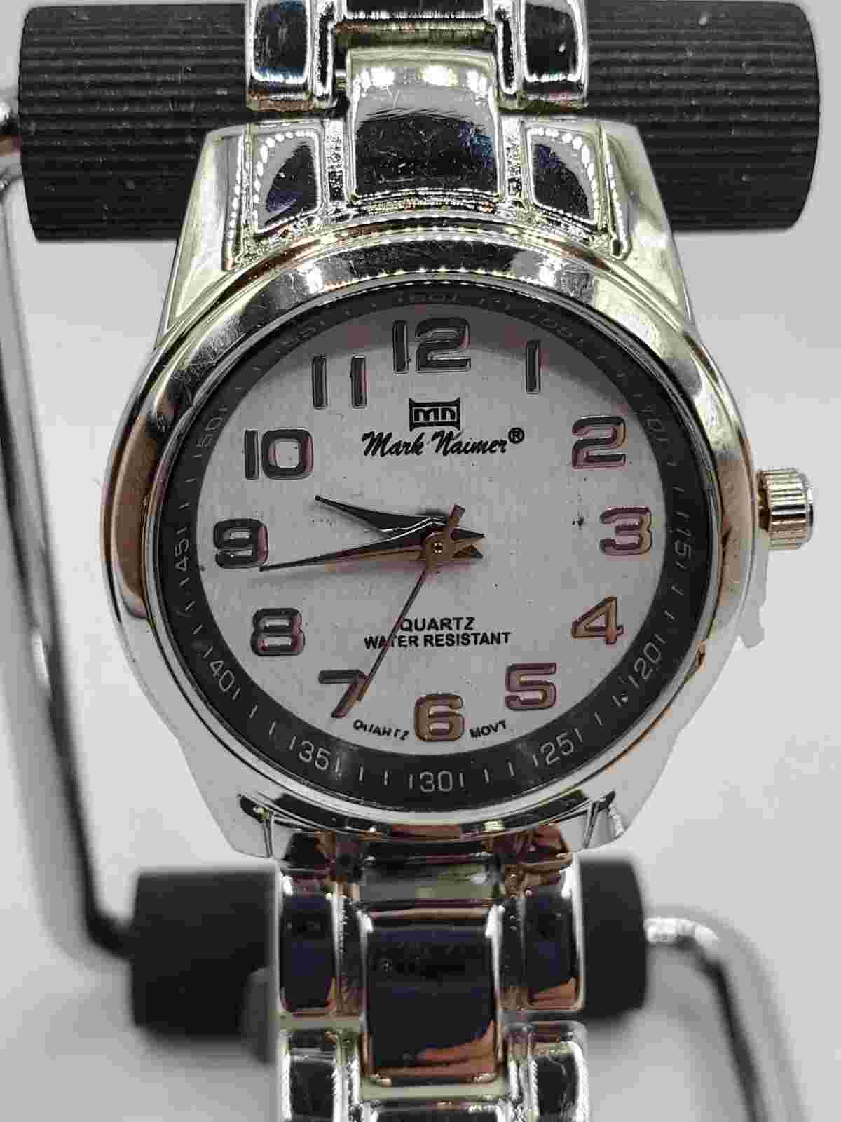 Mark Naimer Men's Fashion Quartz Watch 39mm Round Silver Tone Metal Band