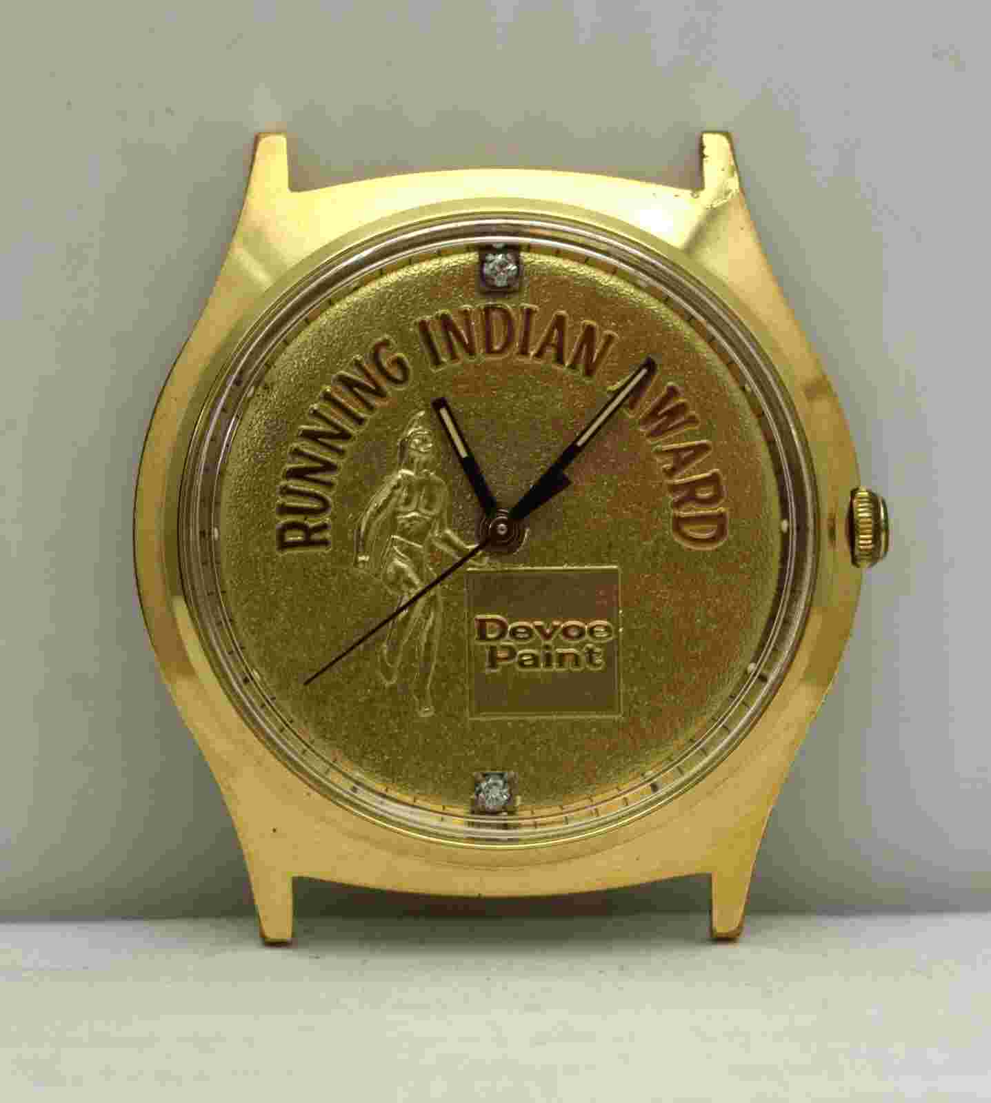 DEVOE PAINT ~ Running Indian Award Watch by Josten's ~ NEW BATTERY RARE EUC