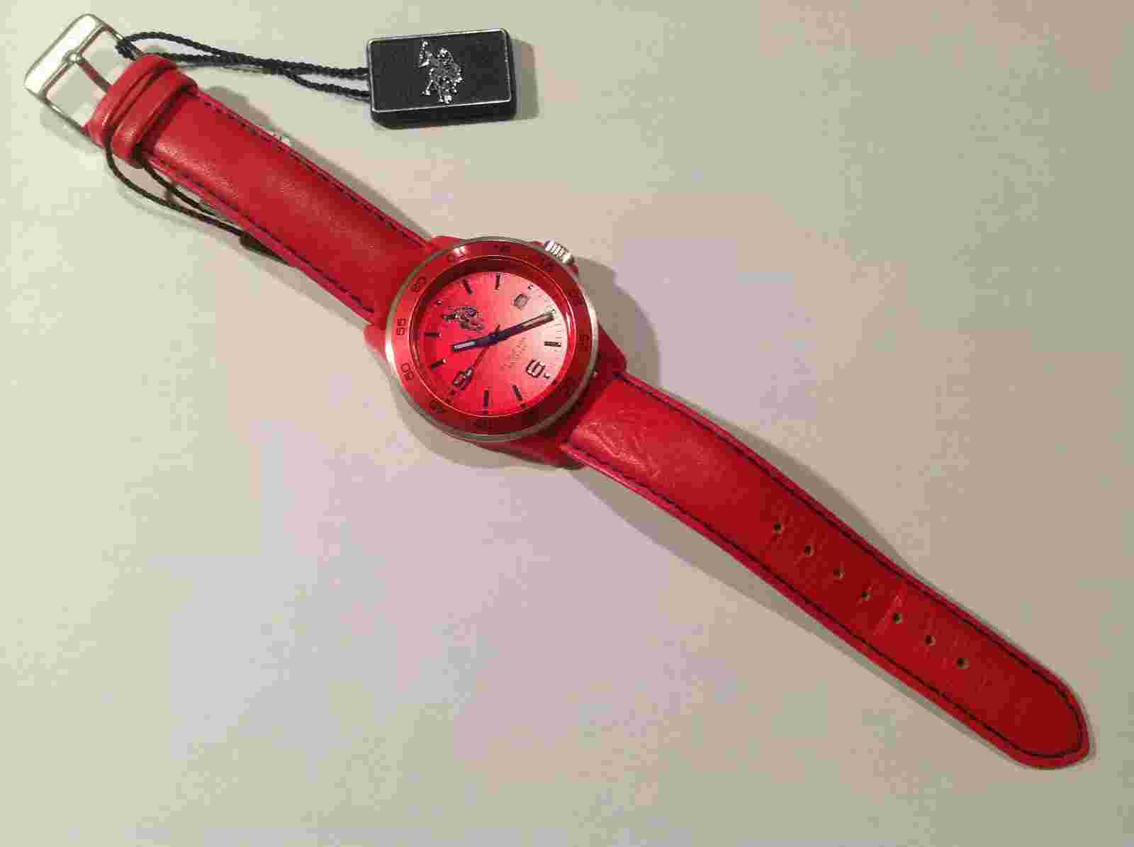U.S. Polo Assn. Sport Watch Red - Steel Leather 40Mm