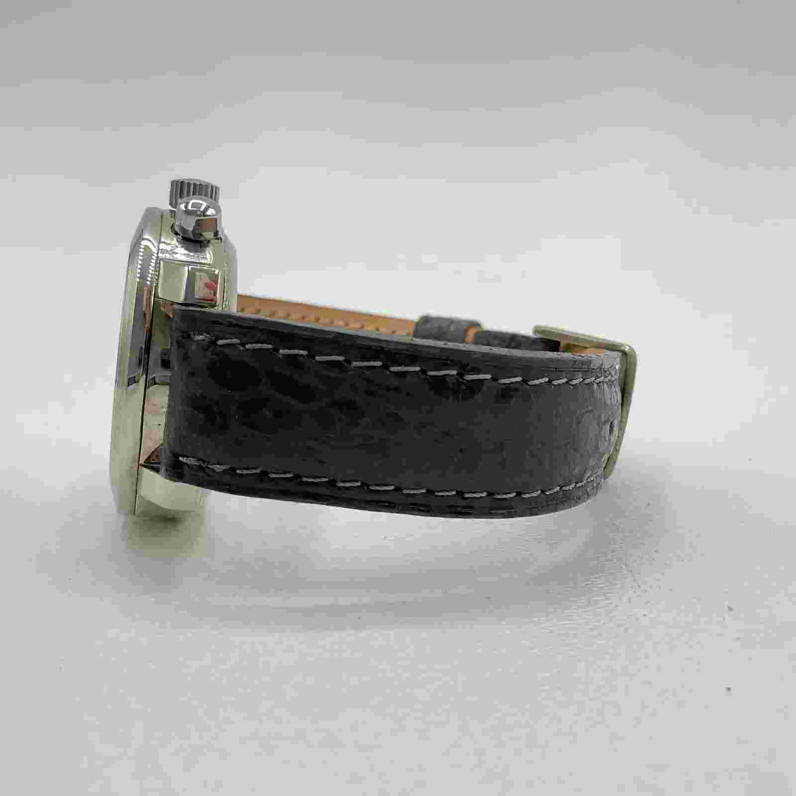 Buran Plarb Chronograph Russian Mens 38mm Watch Black Dial Black Leather Band