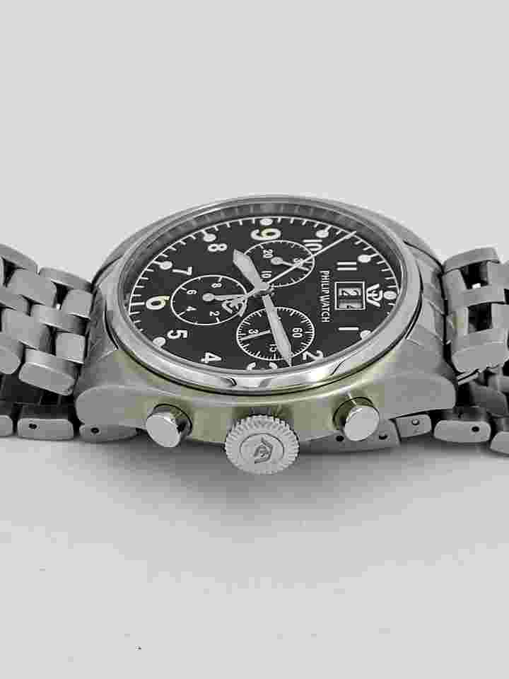 PHILIP WATCH Chronograph Men's Watch Black Dial Runs Great Runs Great Swiss 42mm