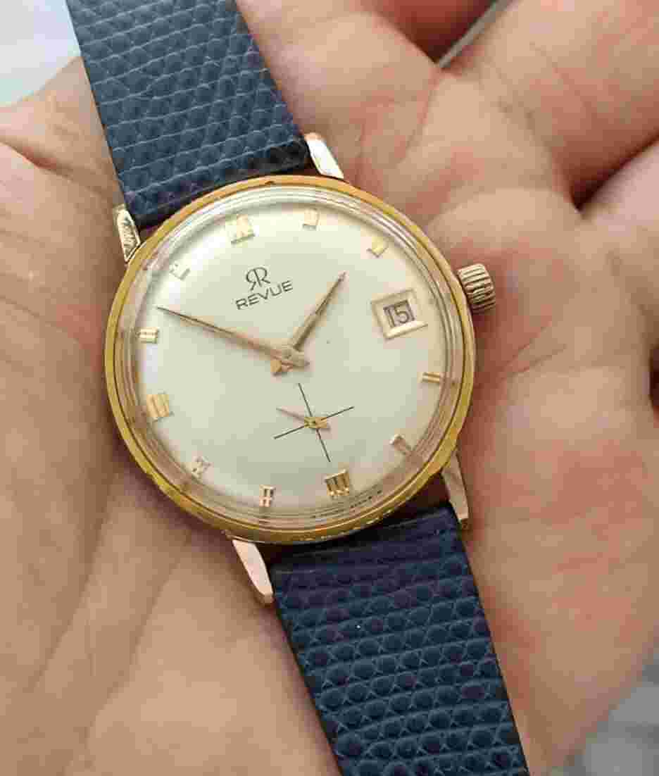 Revue calatrava vintage men's watch manual wind gold-plated small seconds