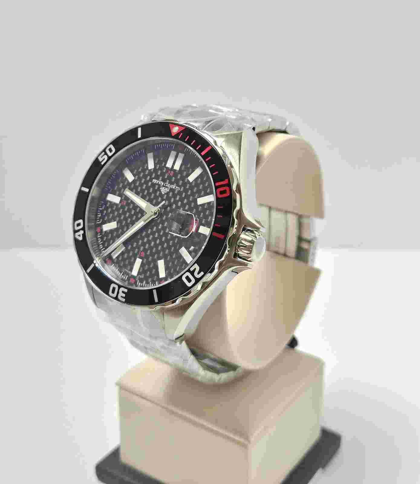 10 ATM 46.7mm Steel Case Bracelet Diver Lock Bezel Screw Down Crown Luminous Sap