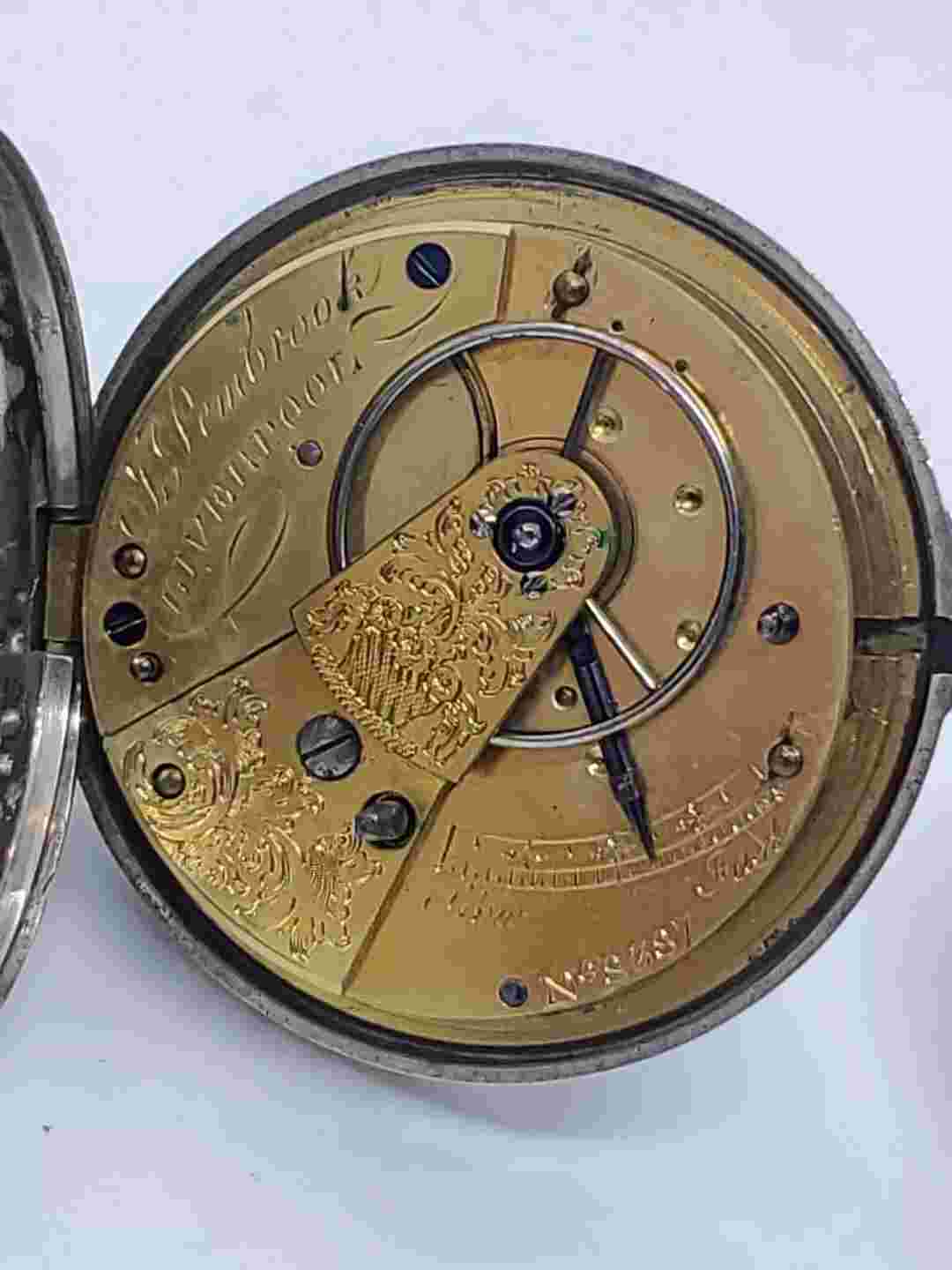 Verge Fusee Pocket Watch 1850s Liverpool Sterling, Egg Case! Alarm pocket watch