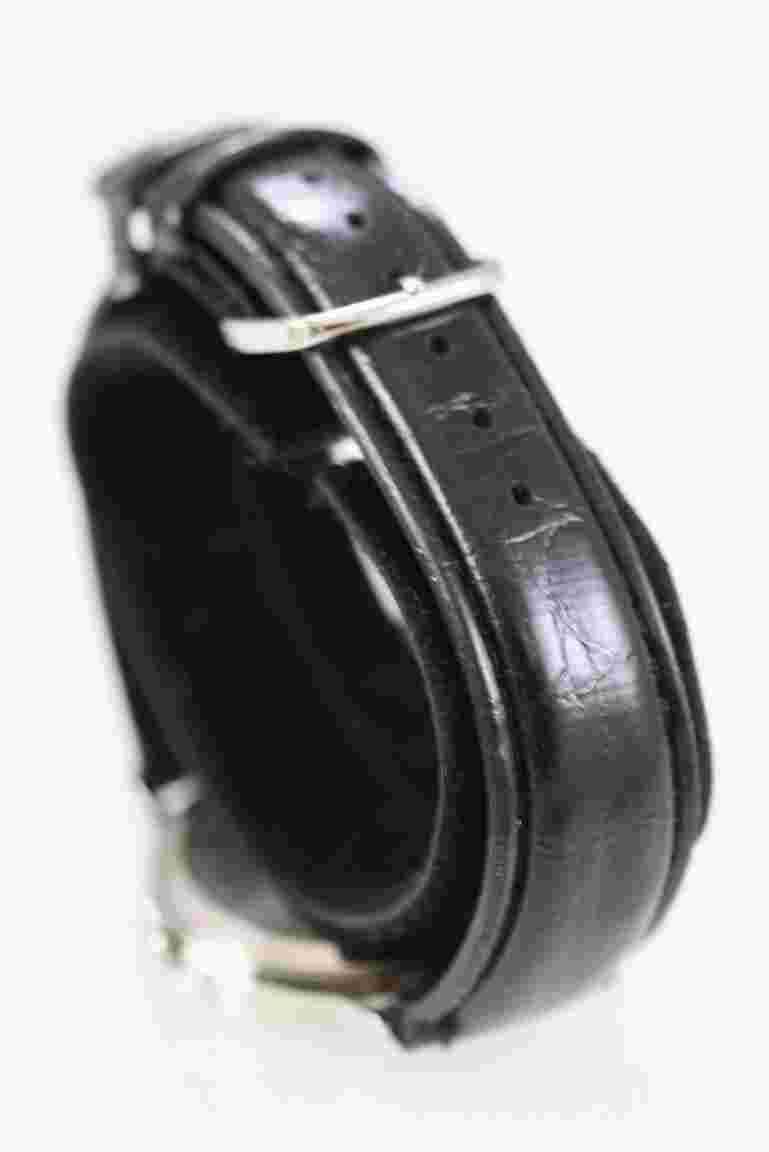 Watch it Watch Men Silver Stainless Steel Water Res Leather Black Battery Quartz