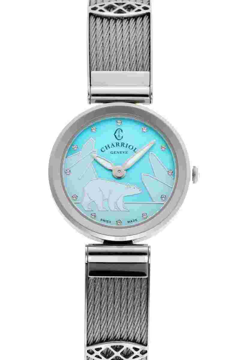 CHARRIOL Forever Polar Bear Quartz FE32.101.026 Blue Dial SS Watch 24
