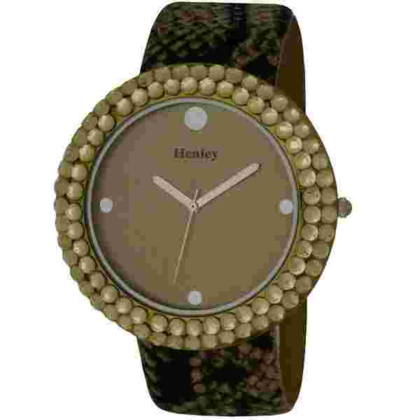 Henley Ladies Round Polished Decorative Cut Watch