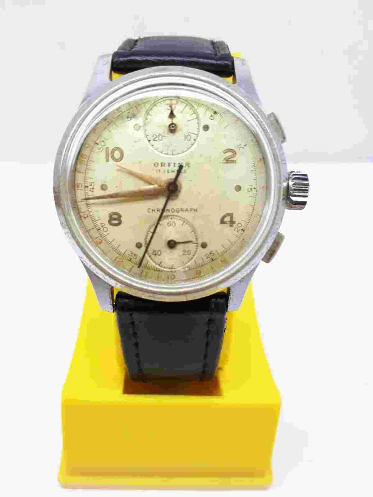 VINTAGE ORFINA CHRONOGRAPH VENUS 170 WATCH SWISS 17J EXTREMELY RARE 40s RUNNING!