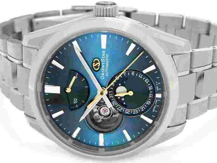 Wristwatch ORIENTSTAR Mechanical Moon Phase Epson Men's Green Shell USED