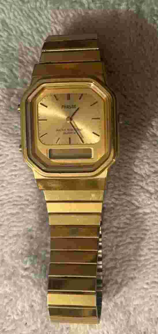 Vintage Phasar Digital Analog Watch Women Gold Tone V041-5130 Battery