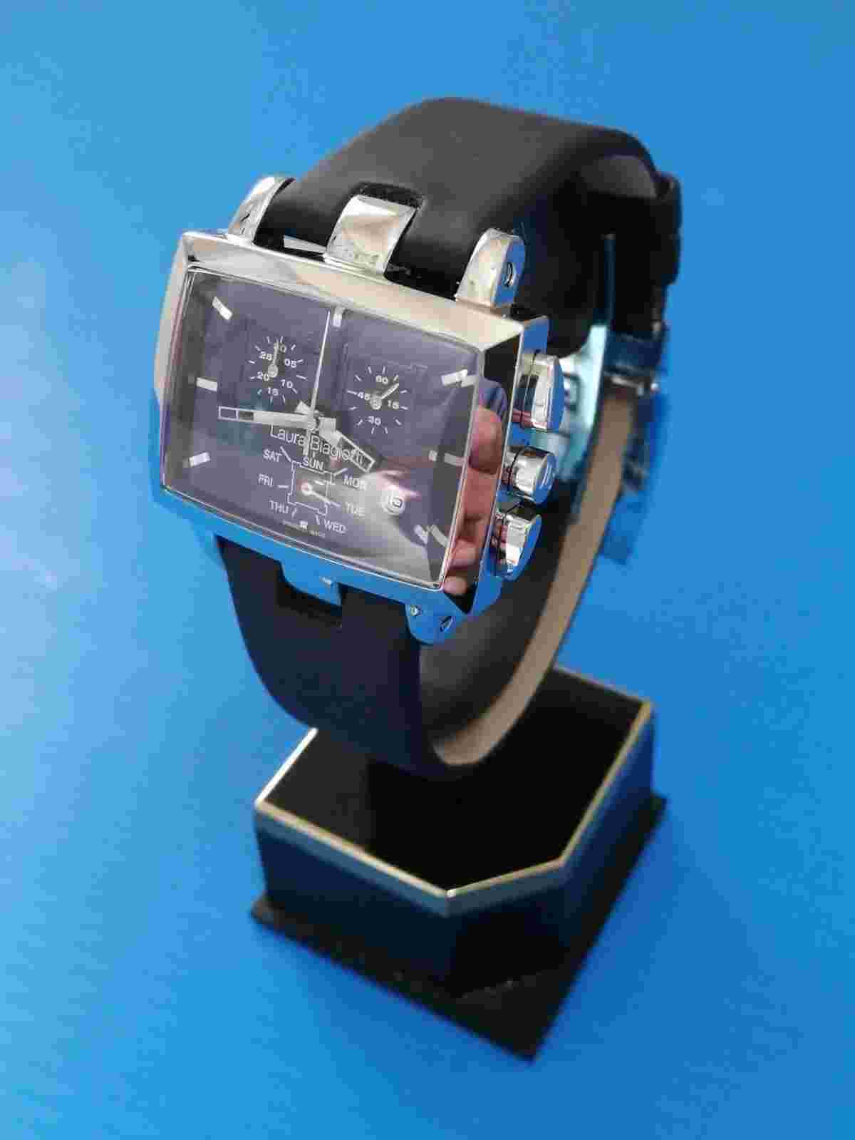laura biagiotti watch swiss case rectangular steel size 39.5mm,chronograph