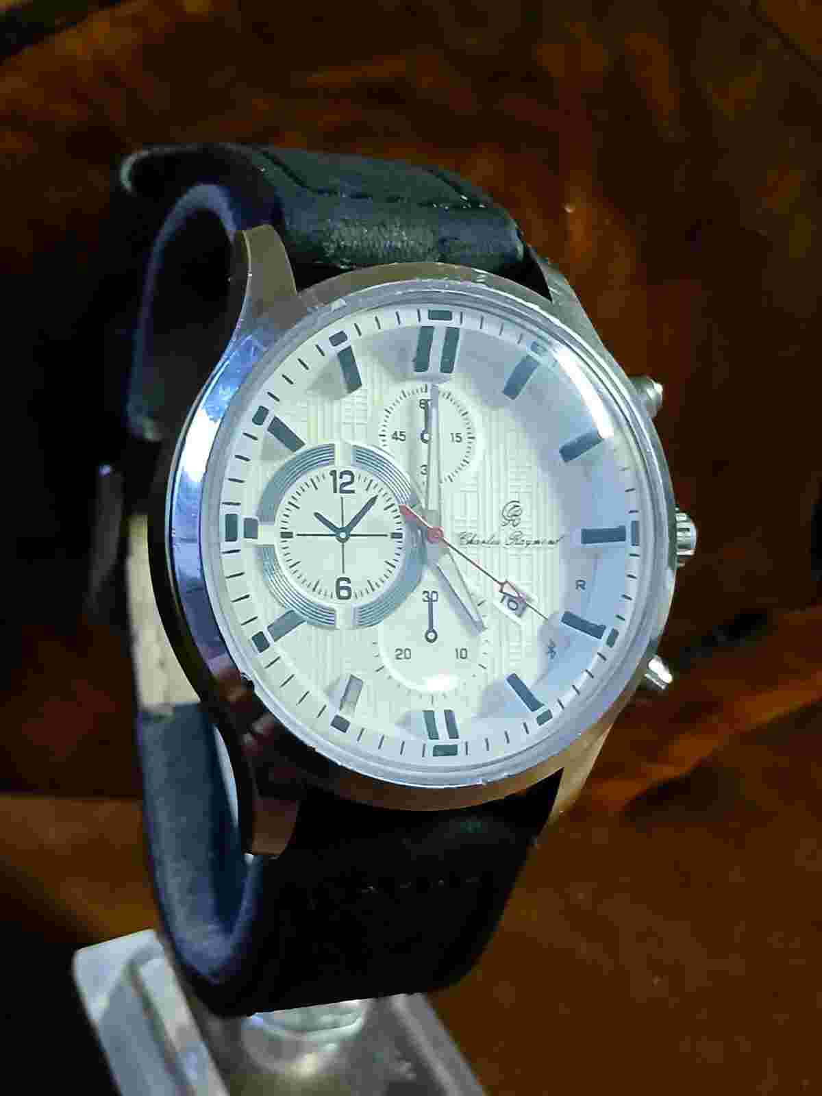 #187, Men's Charles Raymod Faux CHRONOGRAPH Wristwatch New Battery Working