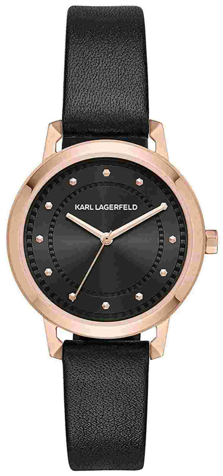 Karl Lagerfeld KL1825 Vanessa Black Dial Black Leather Strap Women's Watch